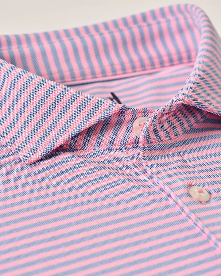 Stetson Stripe Perf. Polo Azalea