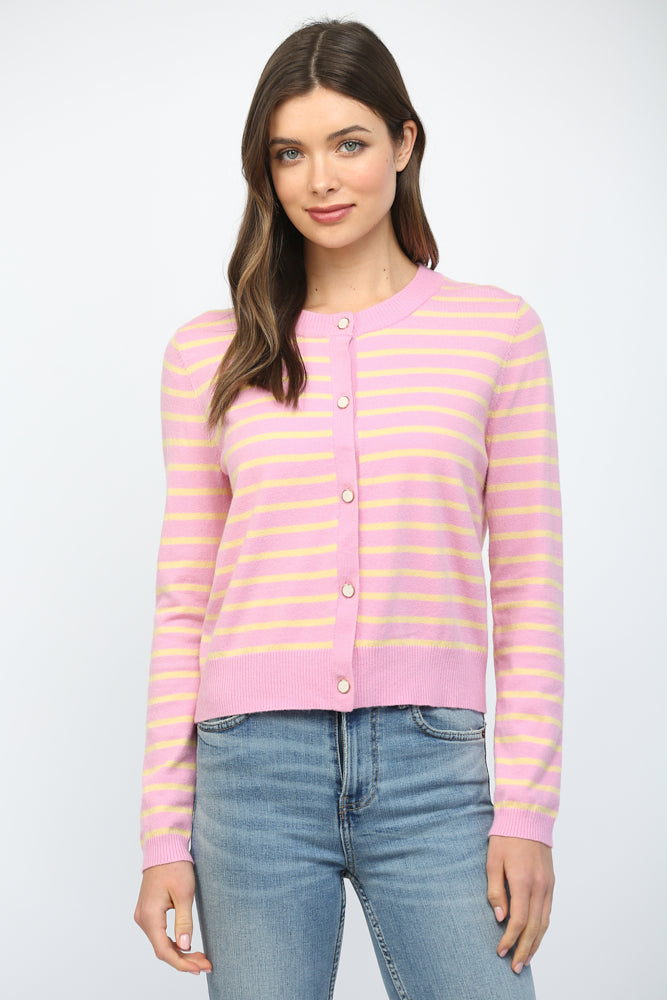 Striped Cardigan - Lilac