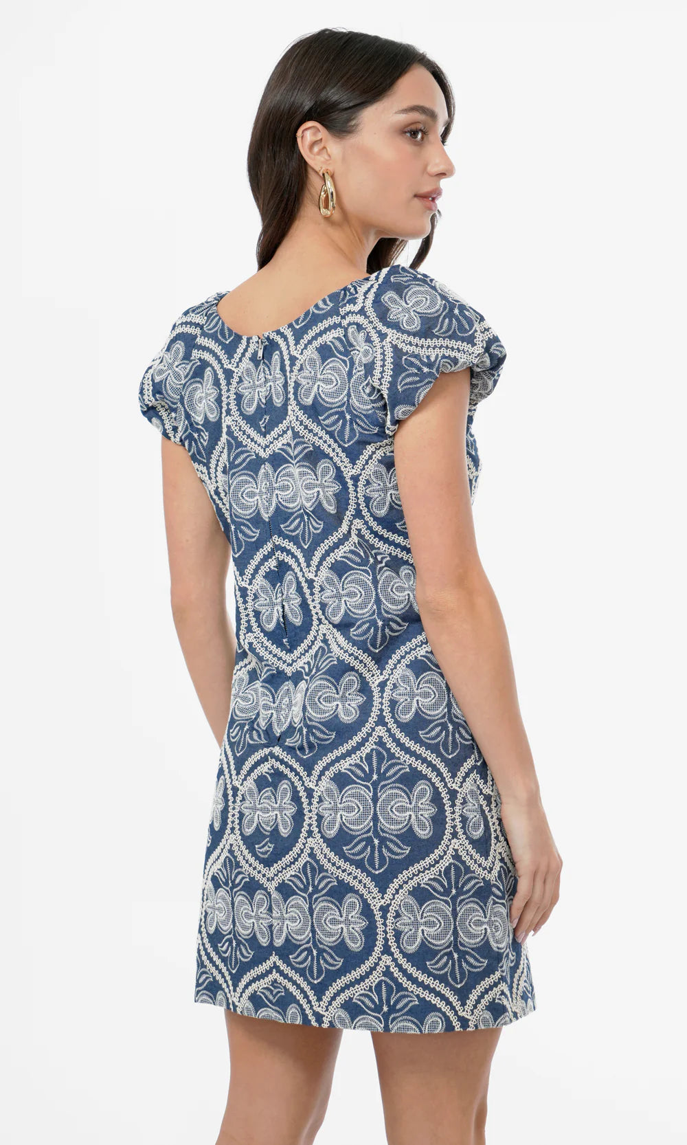 Teagan Embroidered Shift Mini Dress