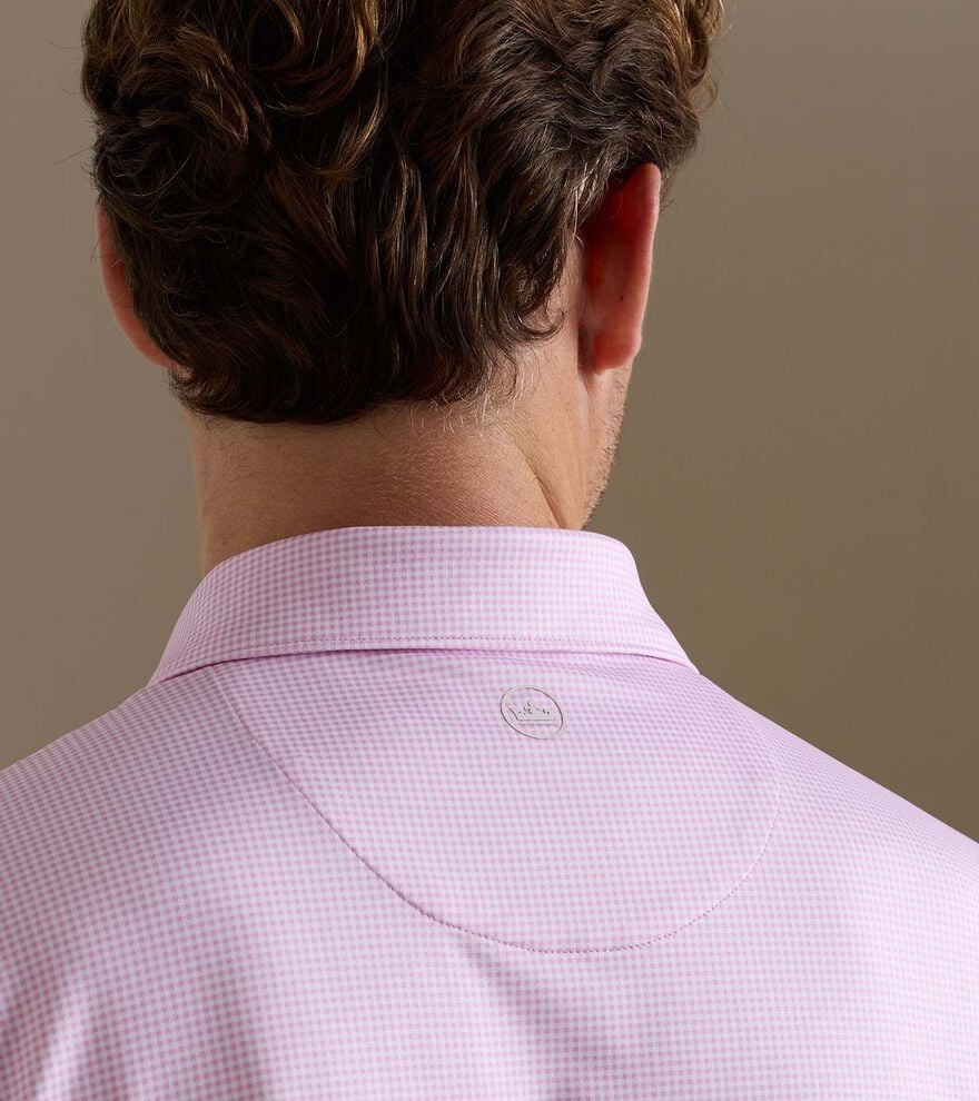 Peter Millar Gingham Perf Jersey Polo Pink Parfait