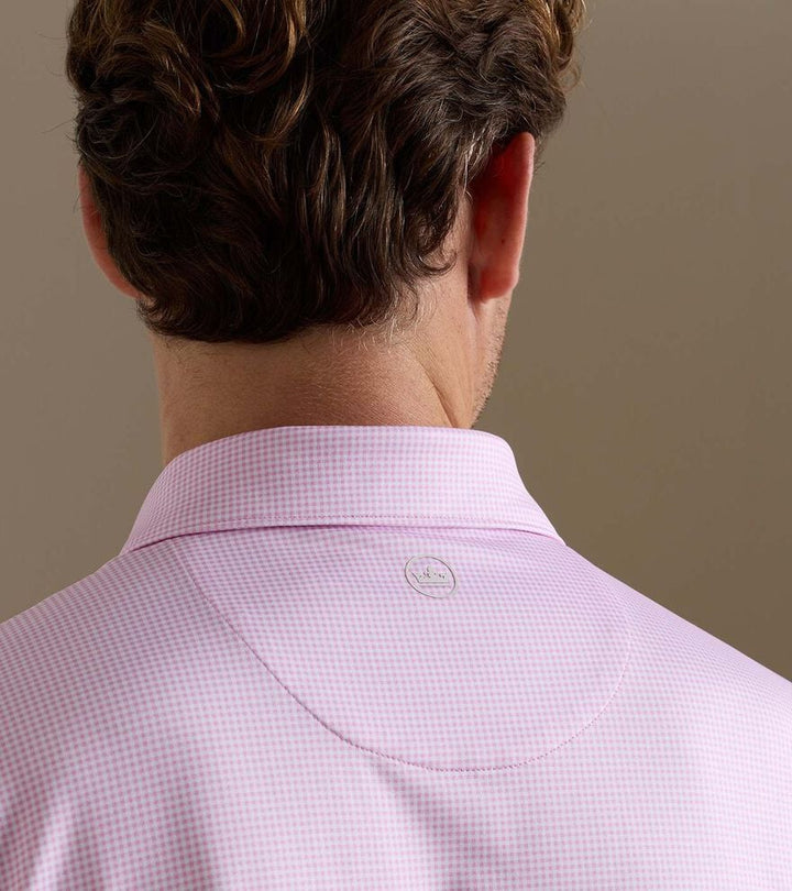 Peter Millar Gingham Perf Jersey Polo Pink Parfait