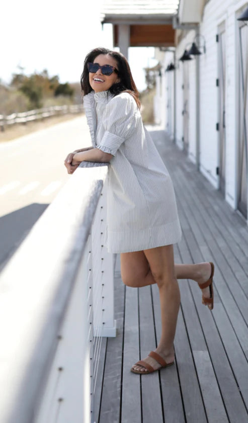 Westport Dress - Blk Pinstripes