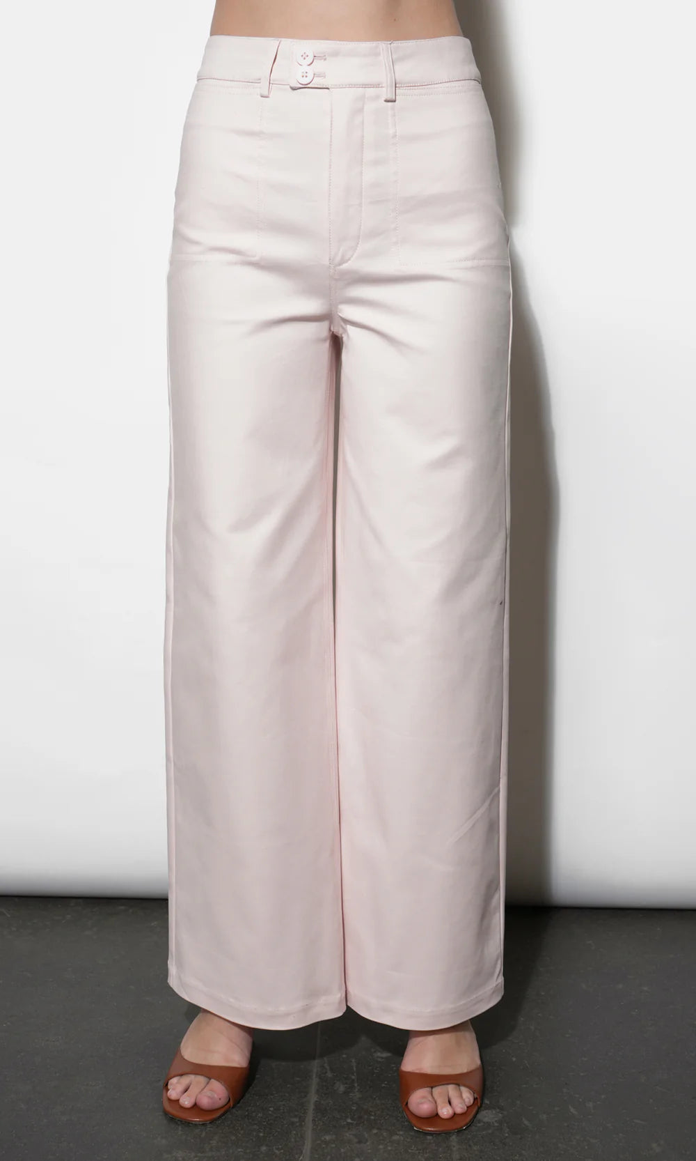 Jennsen Cotton Canvas Wide Leg Pink Pants