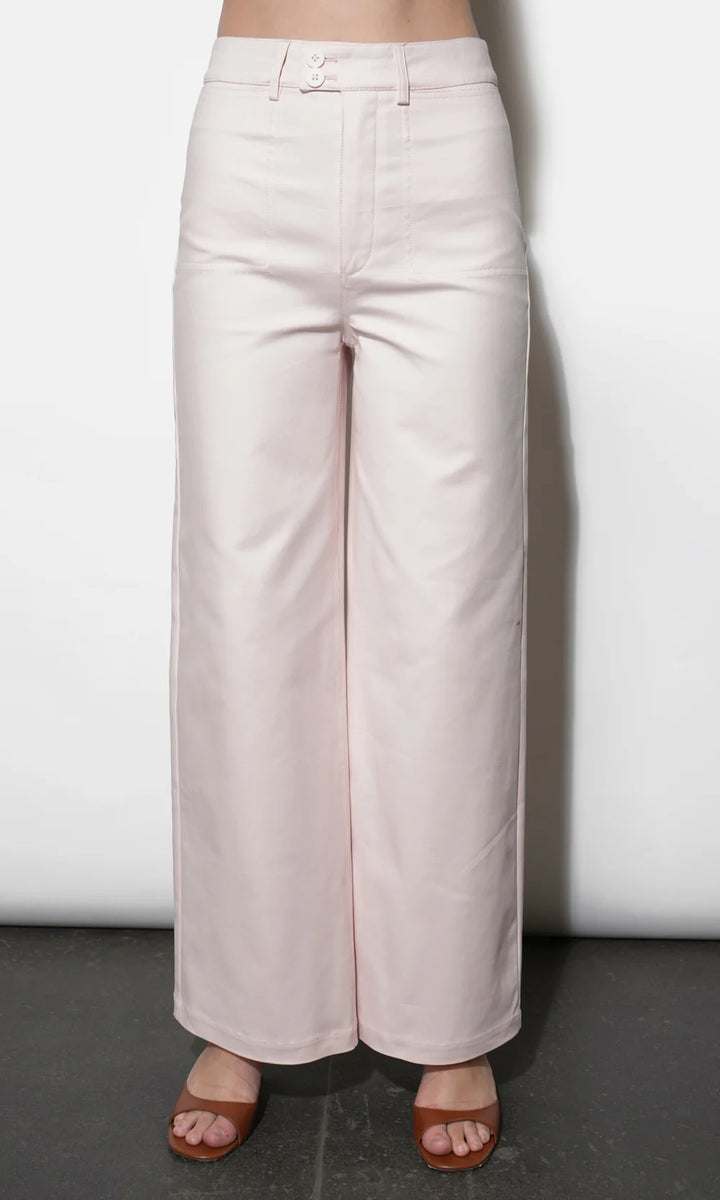 Jennsen Cotton Canvas Wide Leg Pink Pants