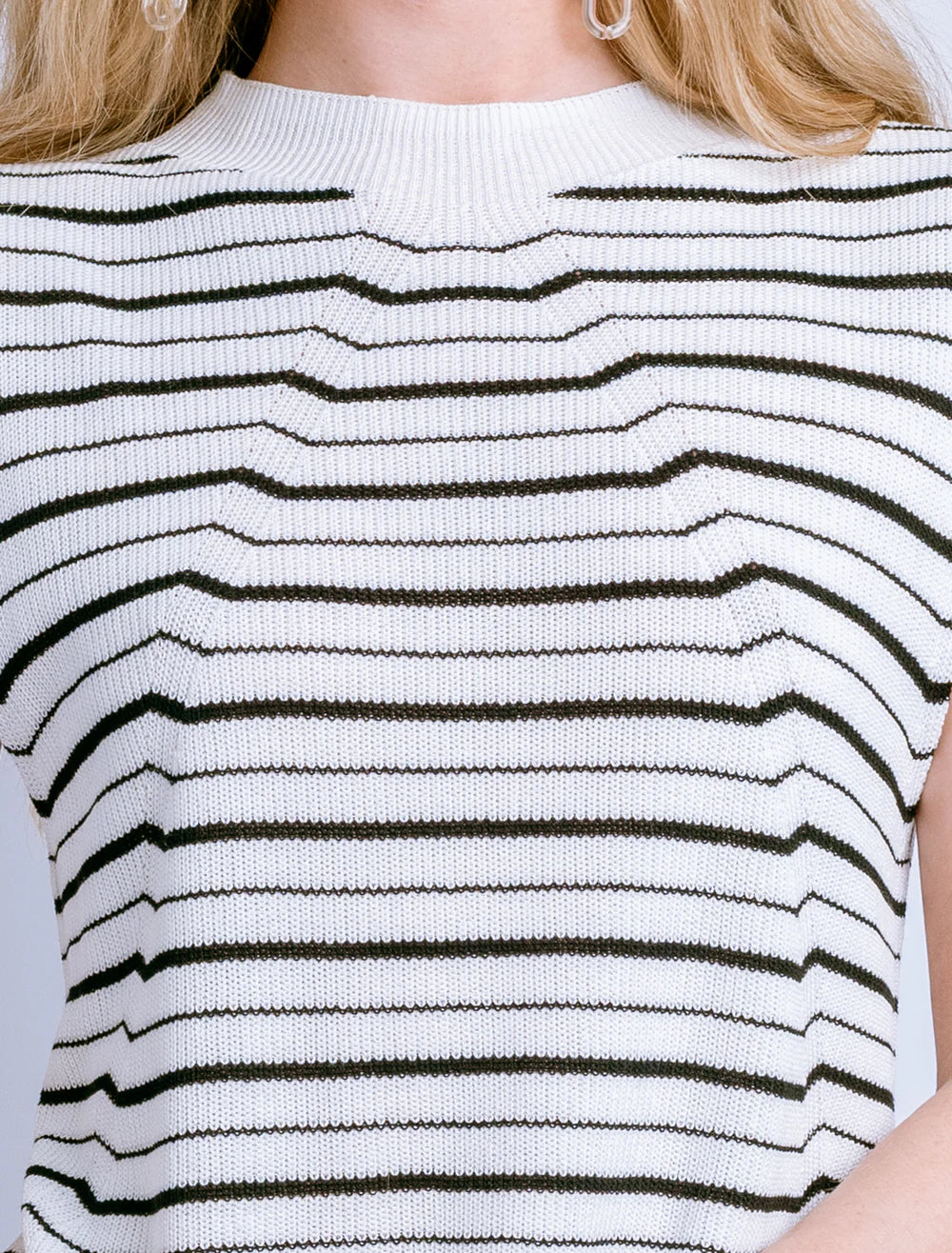 Tira Tank – Two-Tone Stripe Mock Neck Tank