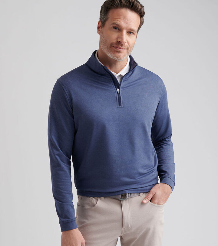 Peter Millar Perth Melange Performance Quarter Zip Navy