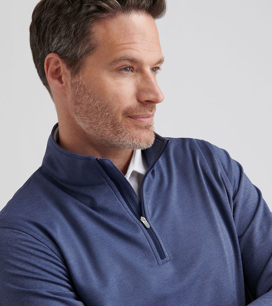 Peter Millar Perth Melange Performance Quarter Zip Navy