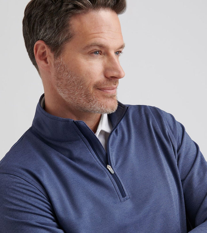 Peter Millar Perth Melange Performance Quarter Zip Navy