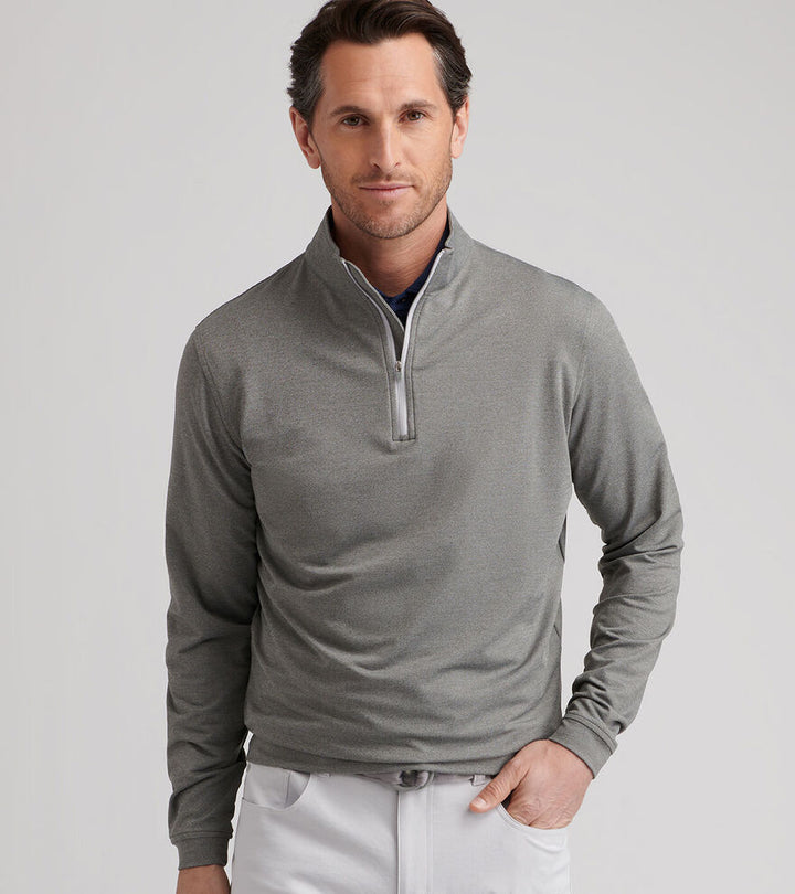 Peter Millar Perth Melange Performance Quarter Zip Smoke