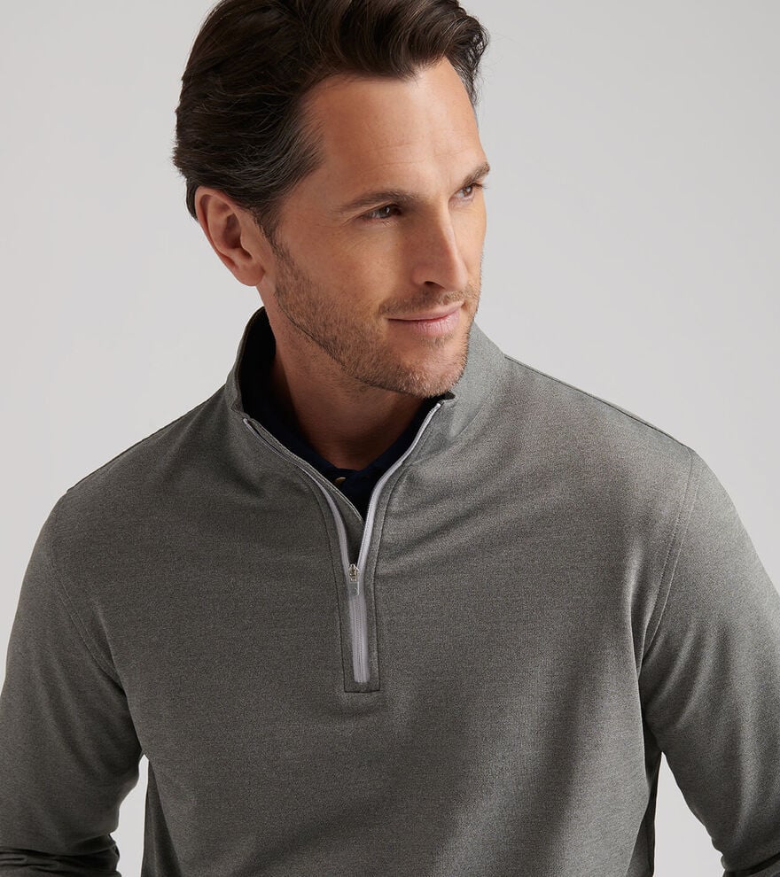Peter Millar Perth Melange Performance Quarter Zip Smoke