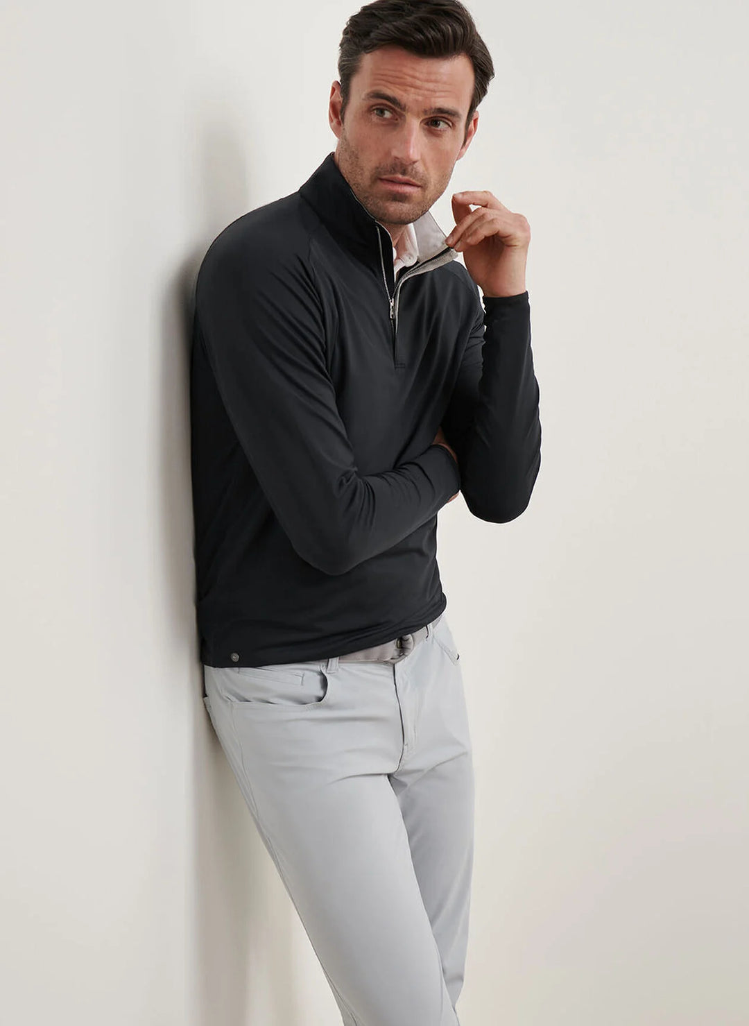 Peter Millar Stealth Performance Quarter Zip Black