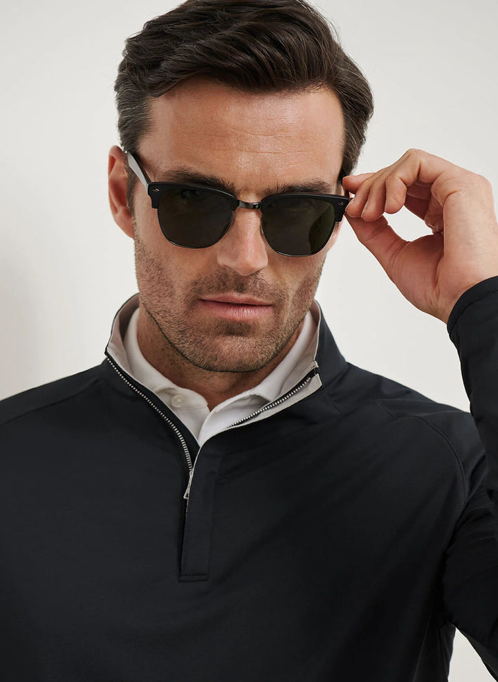 Peter Millar Stealth Performance Quarter Zip Black