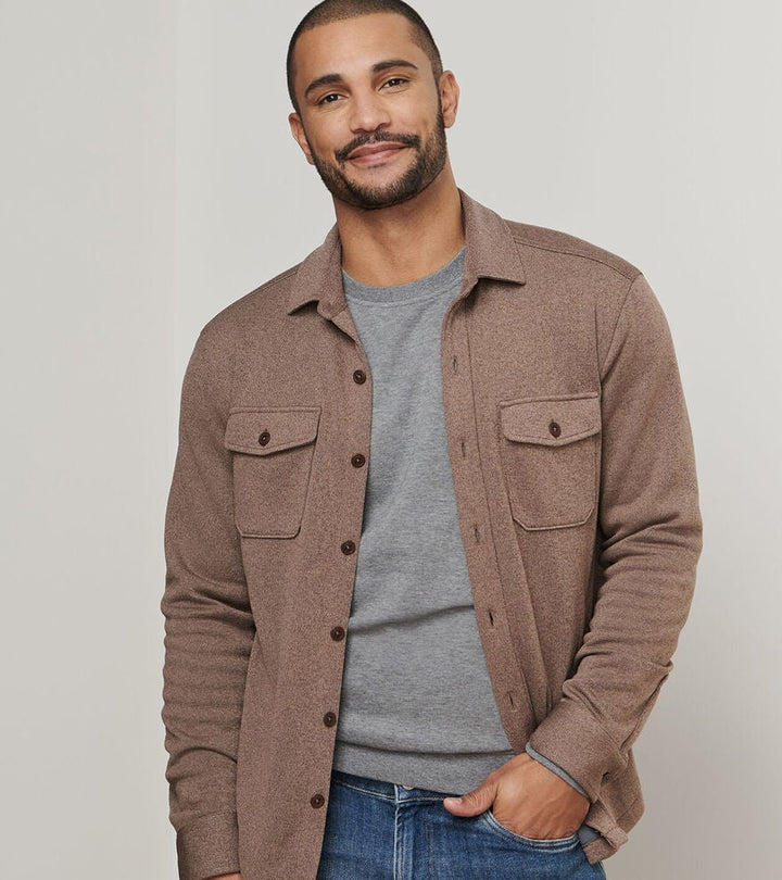 Crown Sweater Fleece Shirt Jacket - Popular Brown