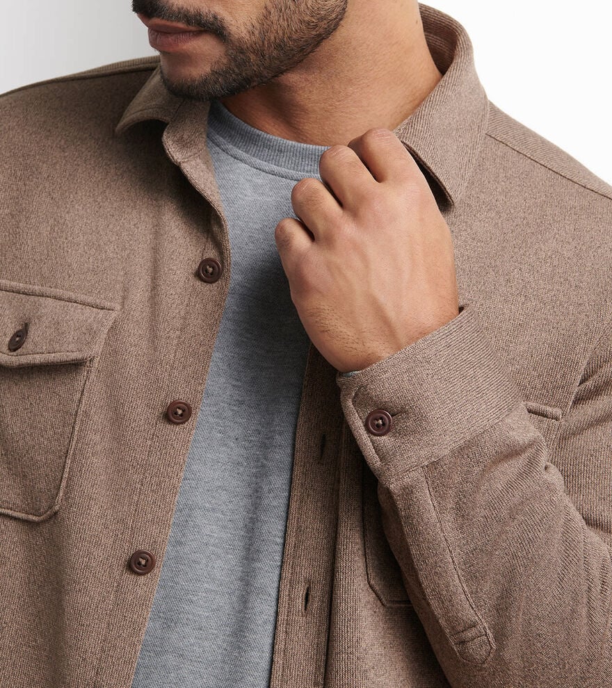 Crown Sweater Fleece Shirt Jacket - Popular Brown
