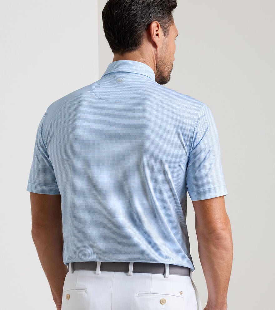 Peter Millar Gingham Perf Jersey Polo Cottage Blue
