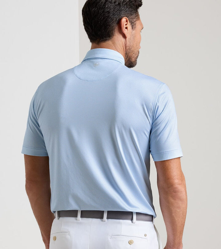 Peter Millar Gingham Perf Jersey Polo Cottage Blue