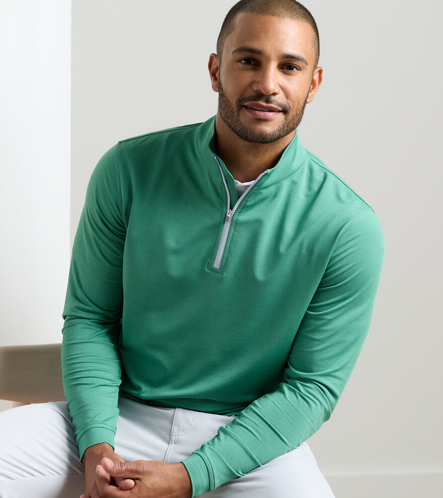 Peter Millar Perth Mélange Quarter Zip Snow Pea