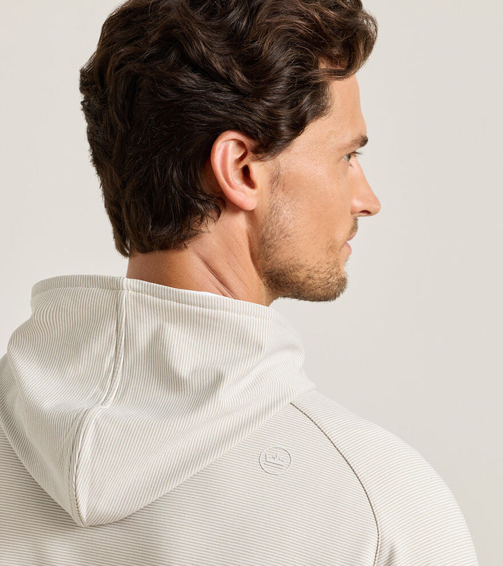 Pine Sugar Stripe Perf Hoodie - Biscuit