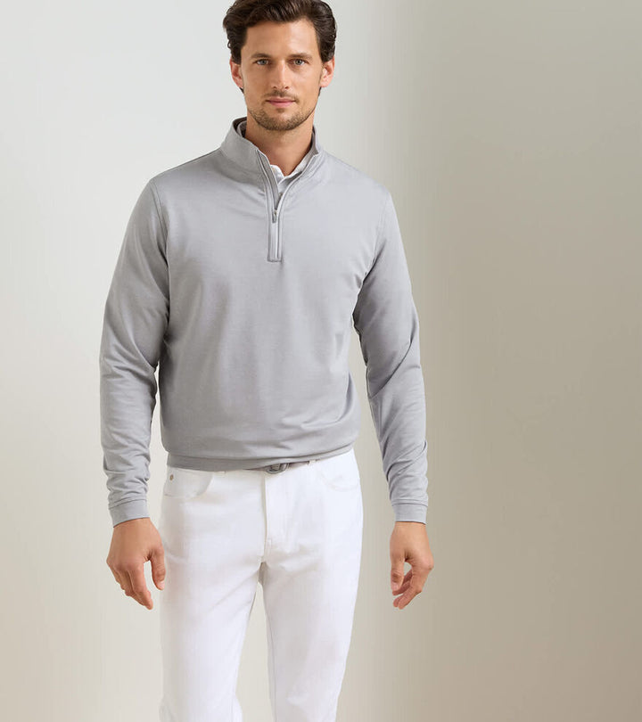 Peter Millar Perth Mélange Quarter Zip Gale Grey