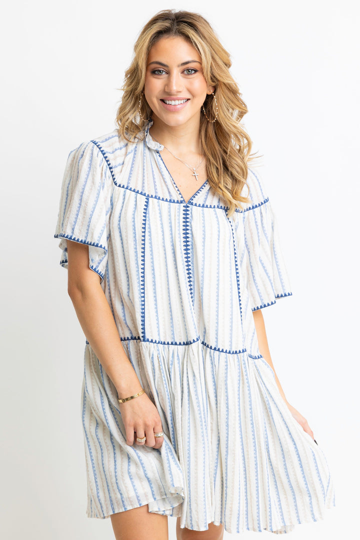 Blue Stripe Linen Dress
