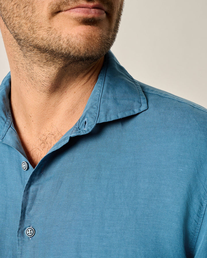 Gianni Linen Button Up Navy