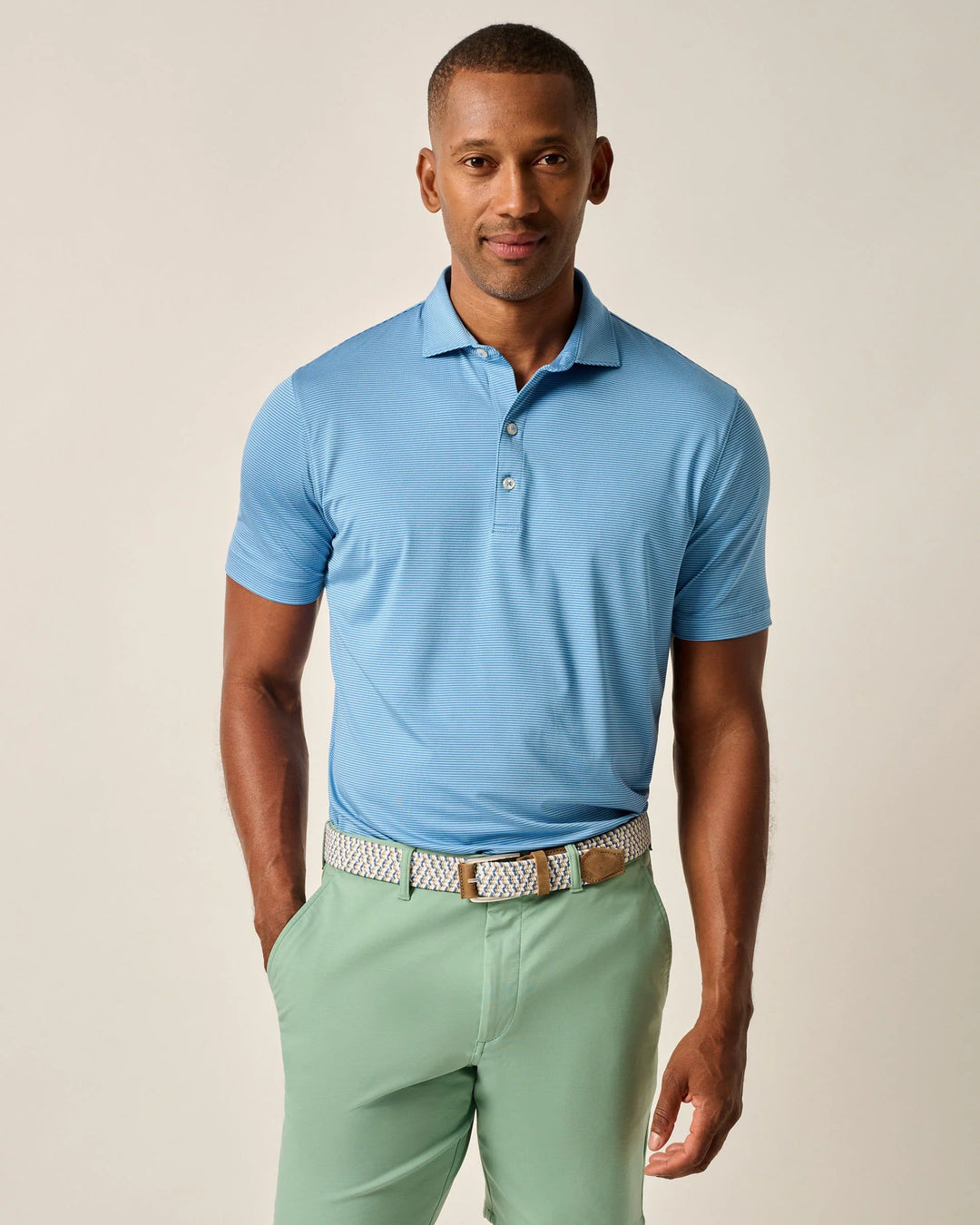 Lyndonn Perf Polo Barrels Blue