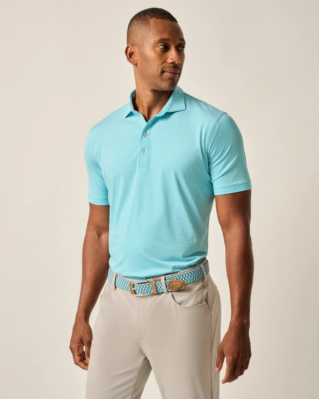 Lyndonn Stripe Perf Polo Tarpon