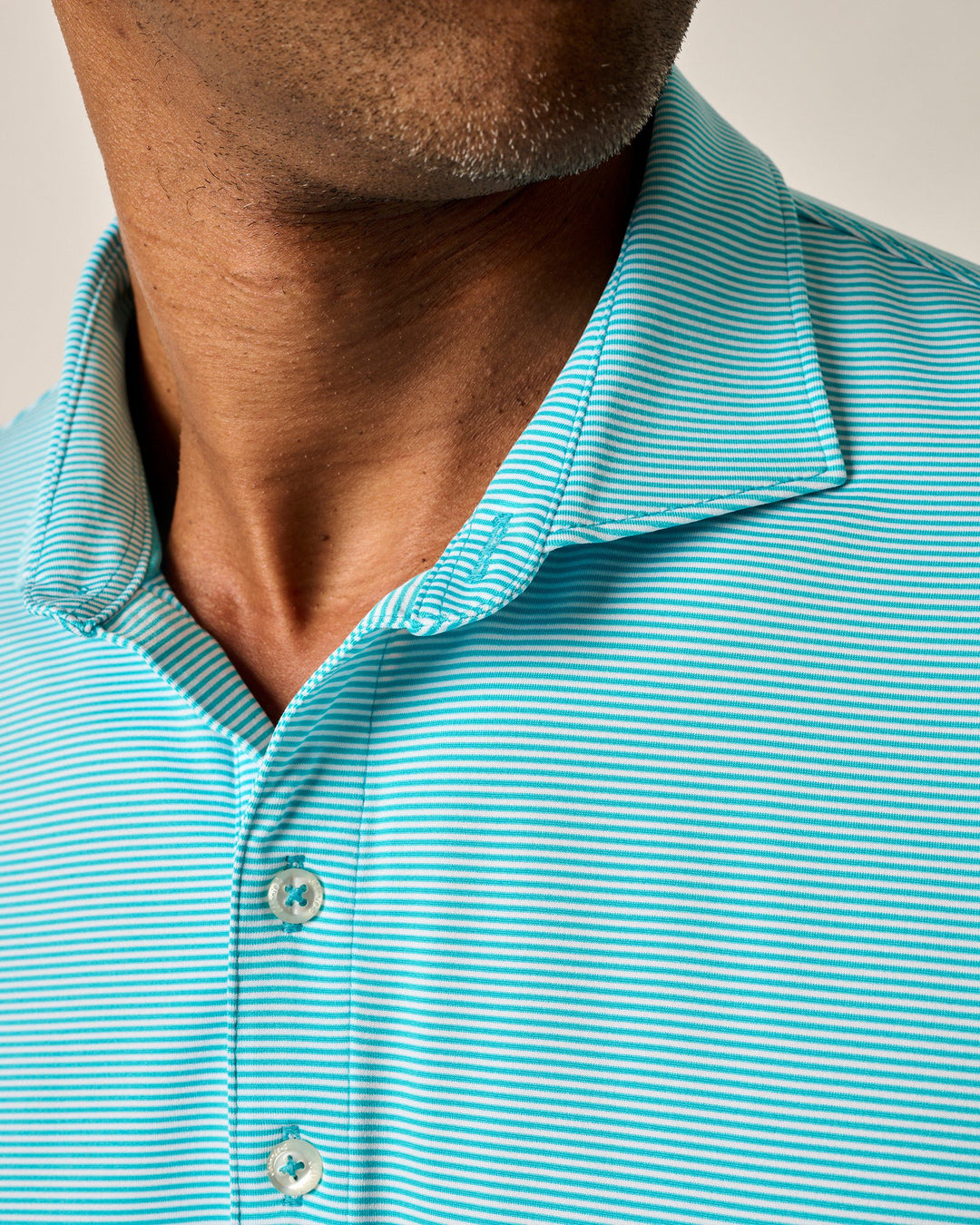 Lyndonn Stripe Perf Polo Tarpon