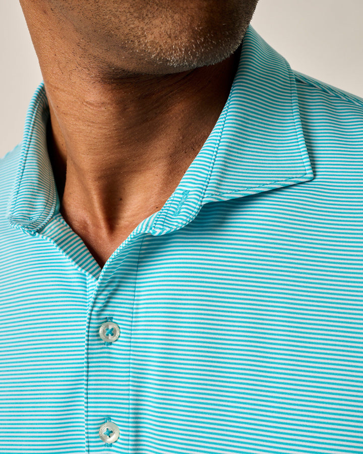 Lyndonn Stripe Perf Polo Tarpon