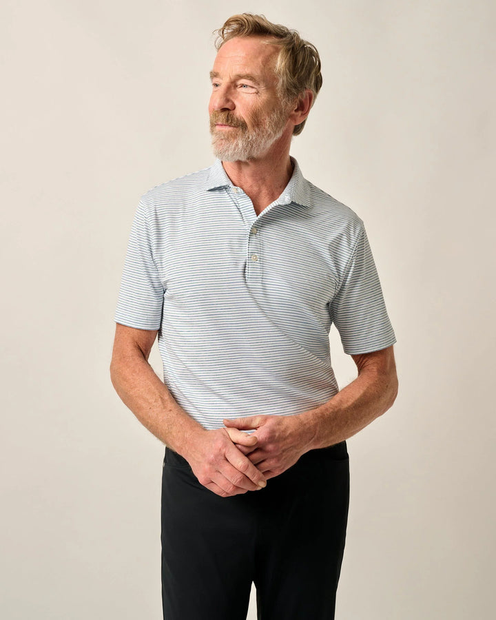 Vik Stripe Perf. Polo Barrels Blue