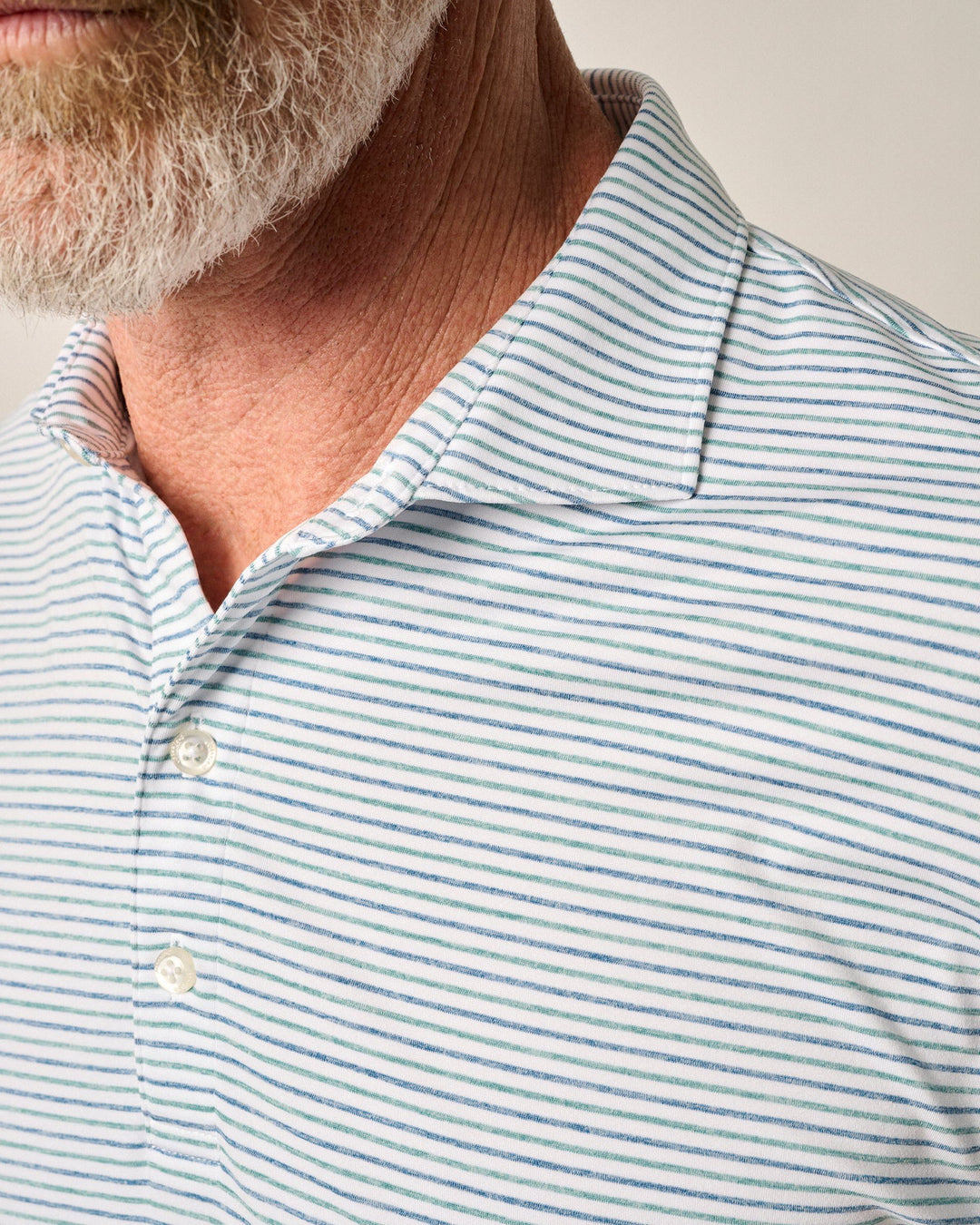 Vik Stripe Perf. Polo Barrels Blue