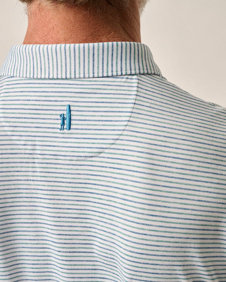 Vik Stripe Perf. Polo Barrels Blue