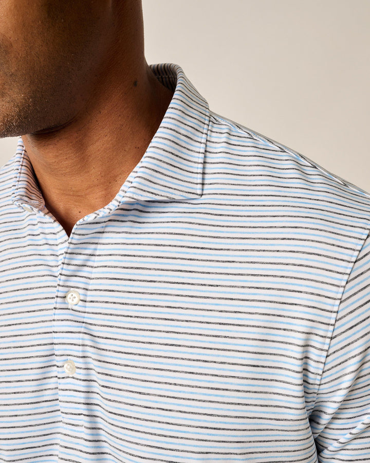 Vik Stripe Perf. Polo Navy