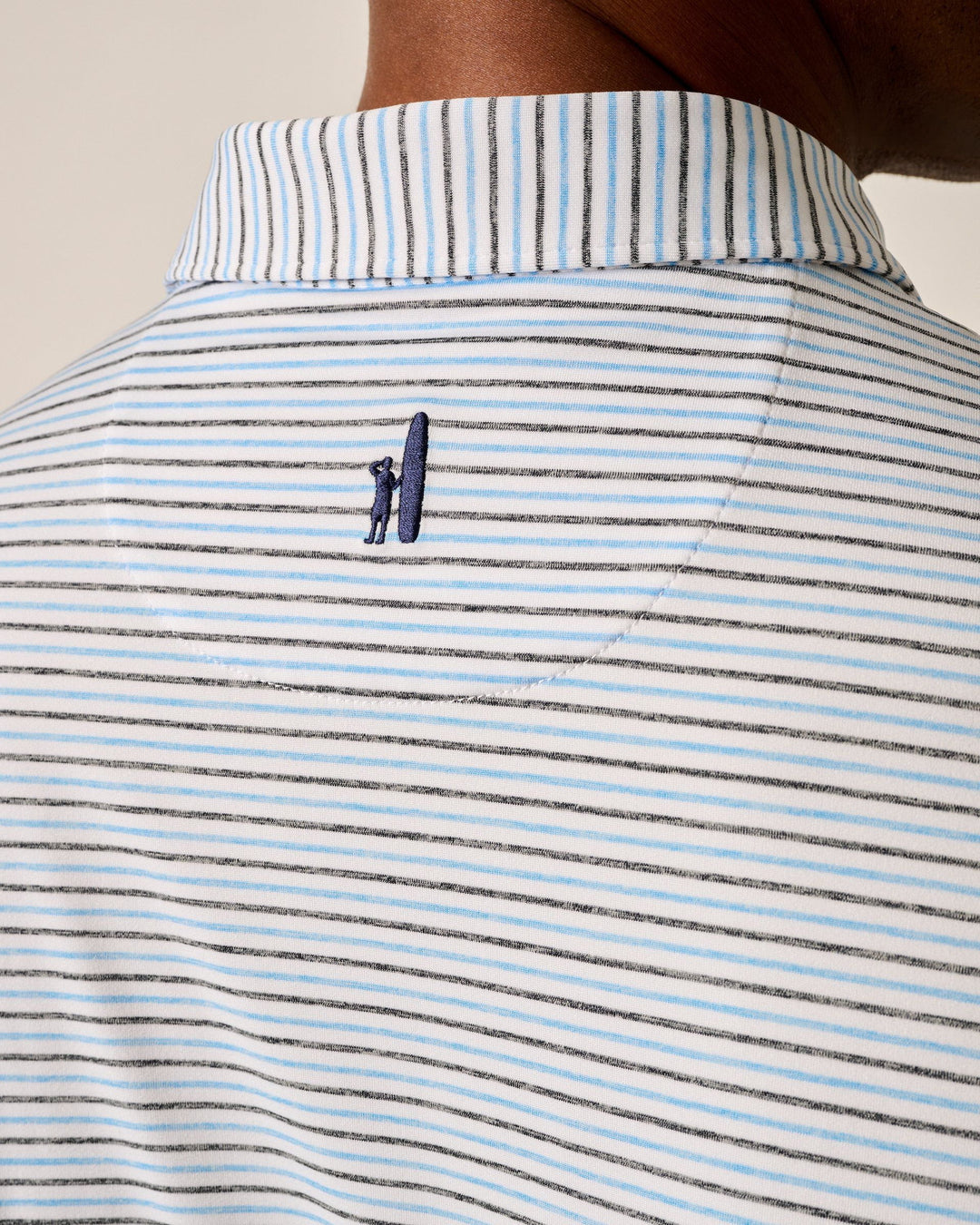 Vik Stripe Perf. Polo Navy