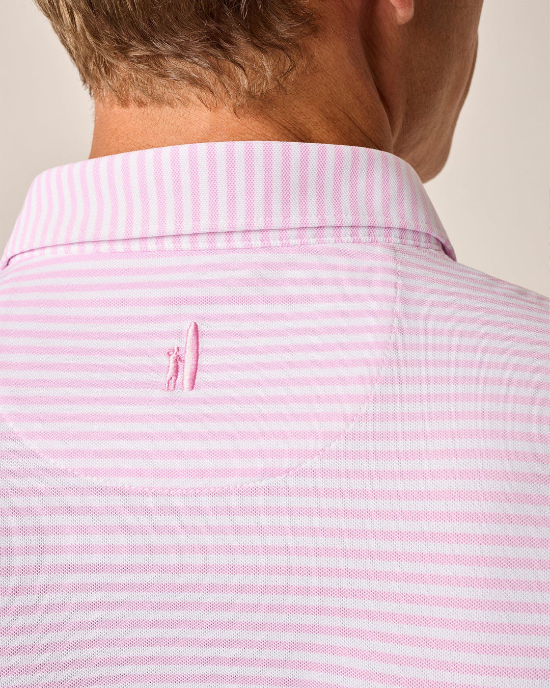 Stetson Stripe Perf. Polo Porto Pink