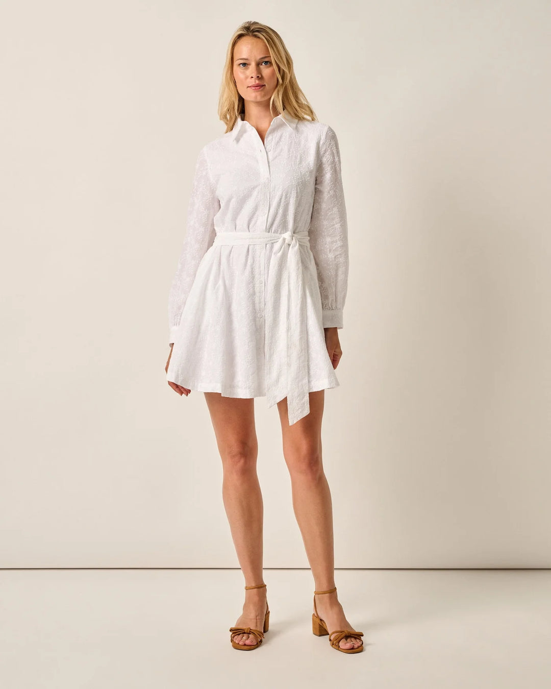 Jenna Emb Flared Shirt Dress