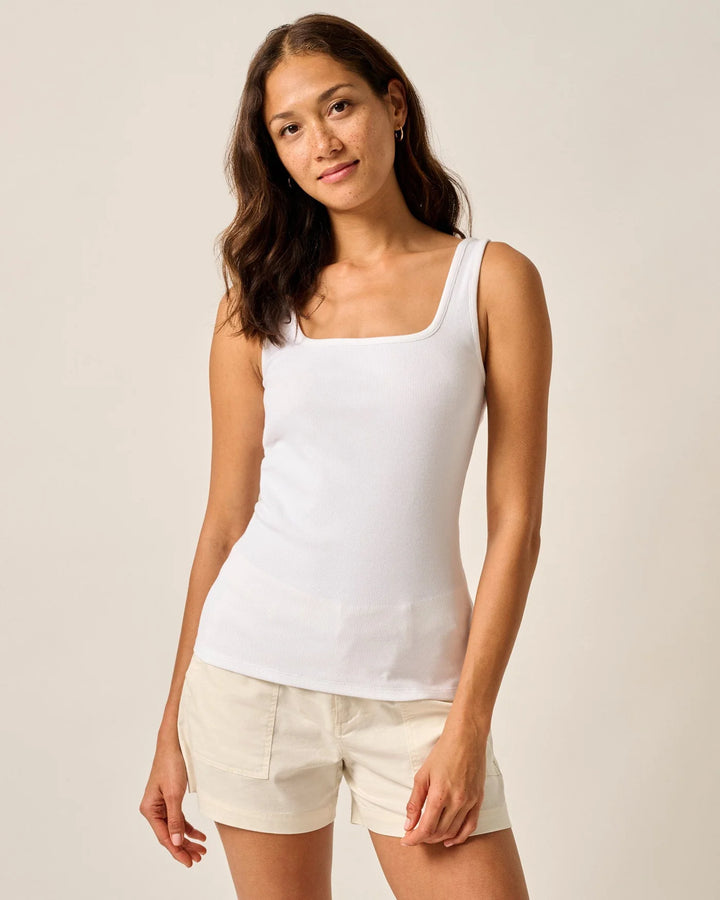 Monica Cotton Blend Tank - White