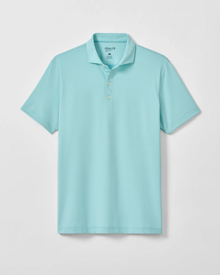 Johnnie-O Perf Jersey Polo Lyndonn Stripe - Tropical Celeste