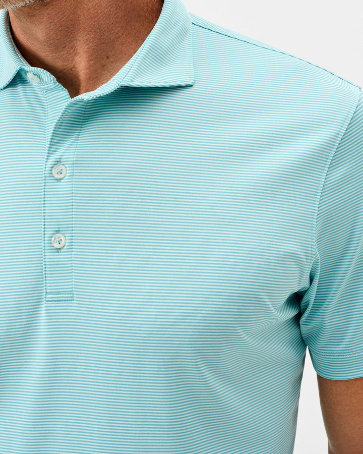 Johnnie-O Perf Jersey Polo Lyndonn Stripe - Tropical Celeste