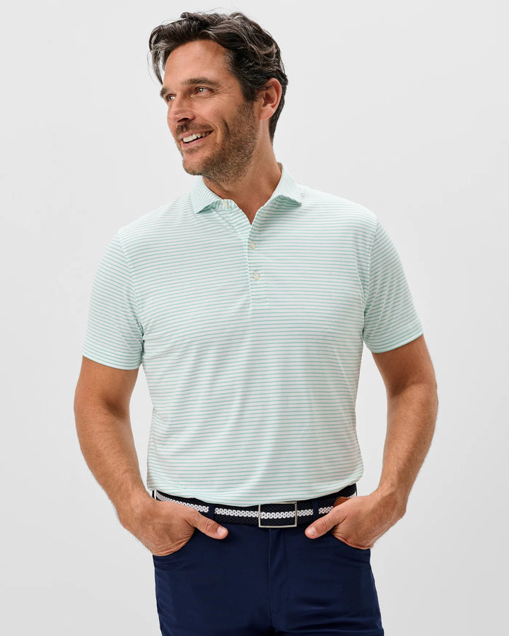 Michael Striped Perf Polo - Cilantro