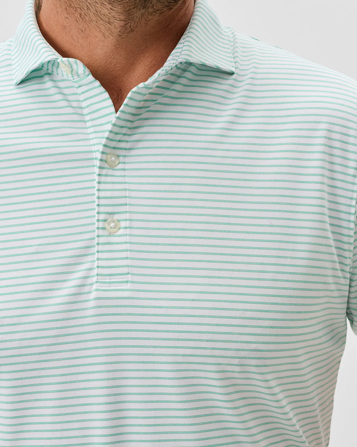 Michael Striped Perf Polo - Cilantro