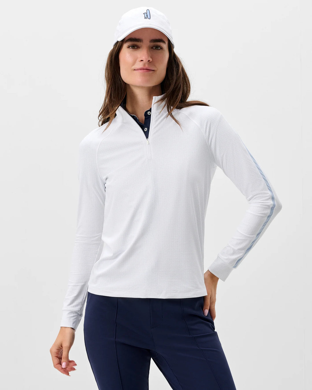Sloane Perf 1/4 Zip - White