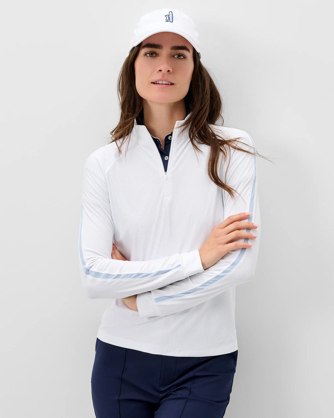 Sloane Perf 1/4 Zip - White
