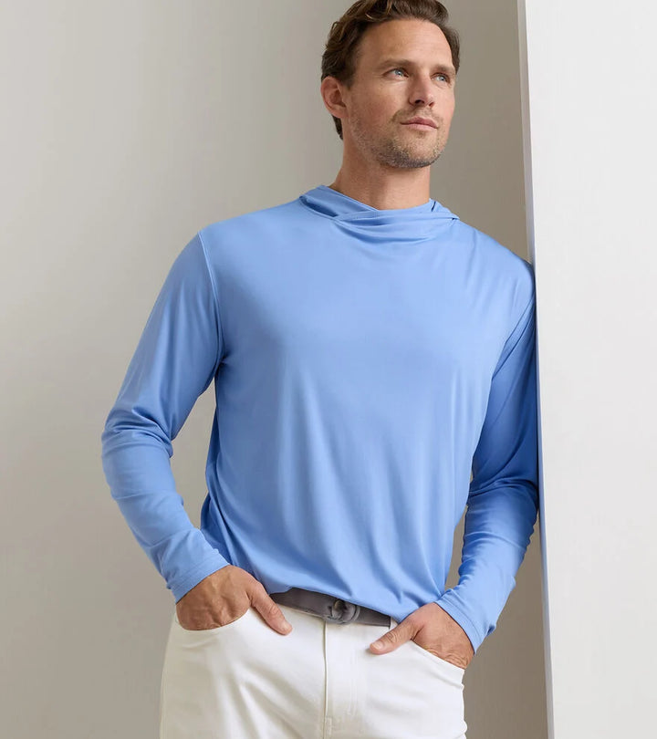 Peter Millar Sun Shirt Hoodie Bluebird