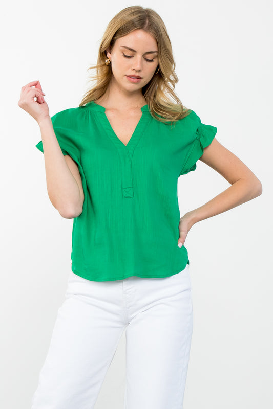 Green Short Sleeve Top