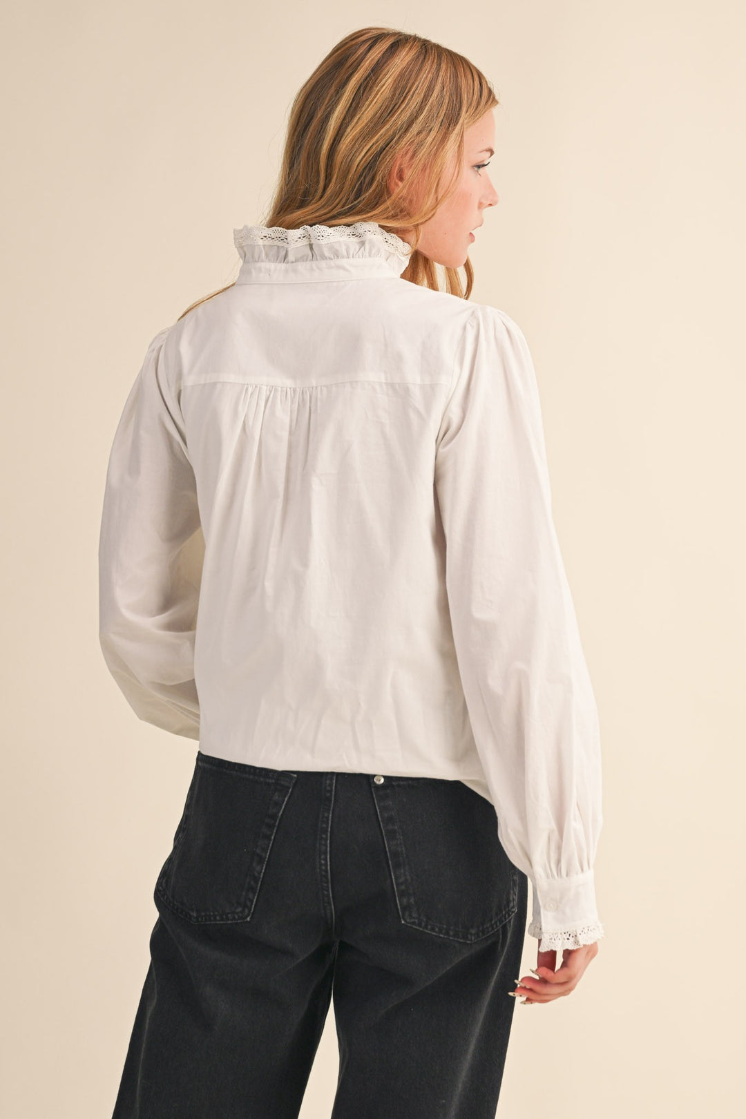 Cora Lace Trim Top - Off White