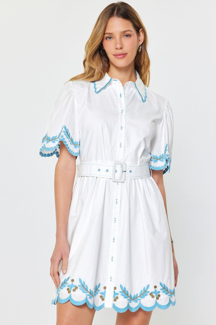 Aria Embroidered Mini Dress