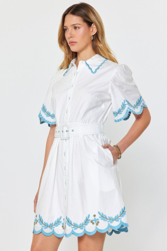 Aria Embroidered Mini Dress