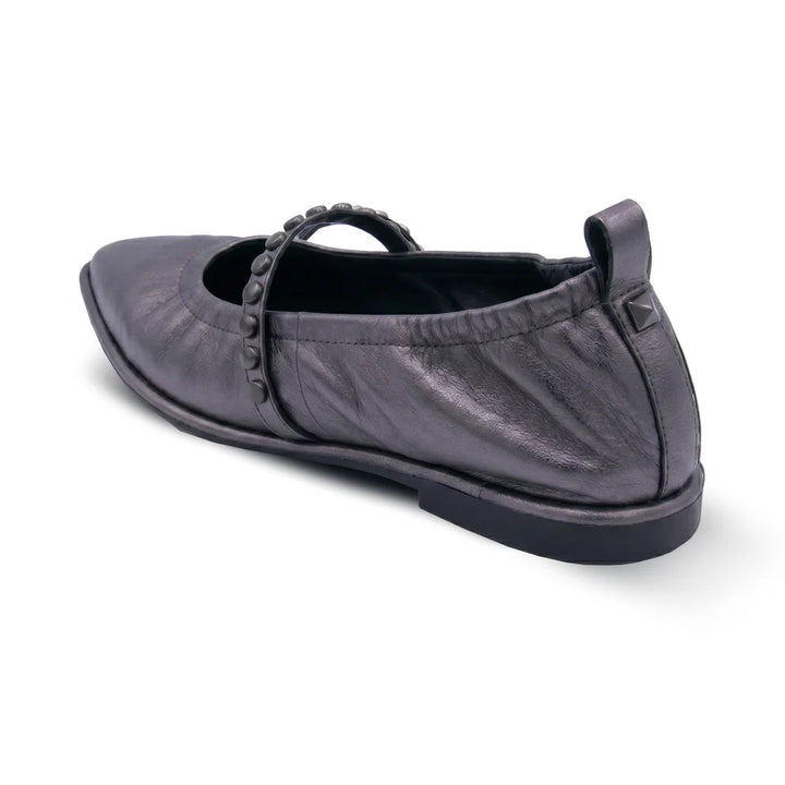 Bella Studs Mary Jane Flat - Gunmetal