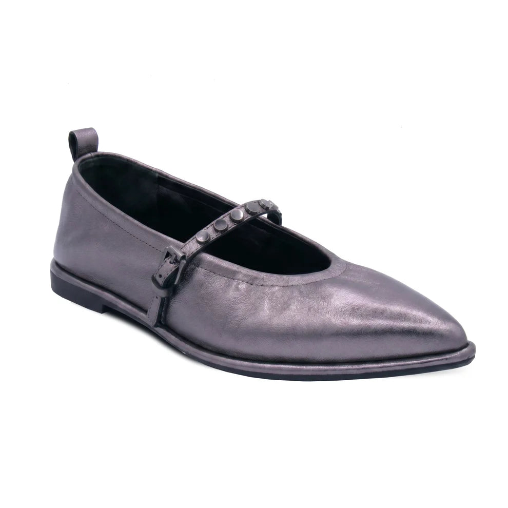 Bella Studs Mary Jane Flat - Gunmetal